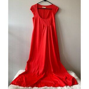 Neiman Marcus Womens Scoop Neck Short‎ Cap Sleeve Long Maxi Nap Dress Red Small